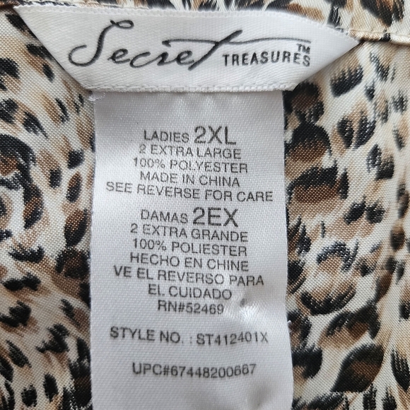 Secret Treasures Womens 2 Piece Pajama Set Leopard Print 2XL - Picture 8 of 8